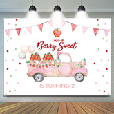 Lofaris Our Berry Sweet Girls Is Turning 2nd Birthday Backdrop